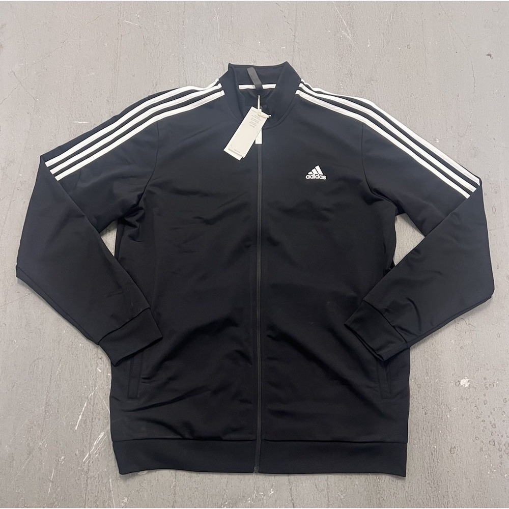 adidas Black Performance Jacket with White Stripes